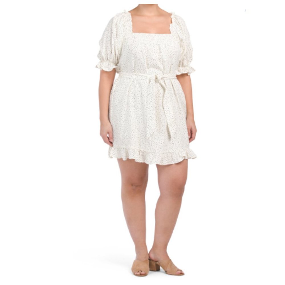 Eloquii Plus Polka Dot Smocked Ruffle Mini Dress, women's various sizes NWT